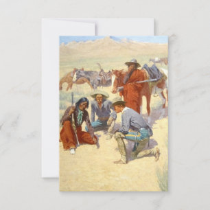 Tarjeta De Agradecimiento Frederic Remington Western Art "A Map In The Sand"