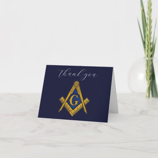 Tarjeta De Agradecimiento Freemason Masonic Square y Compass Gracias (Anverso)