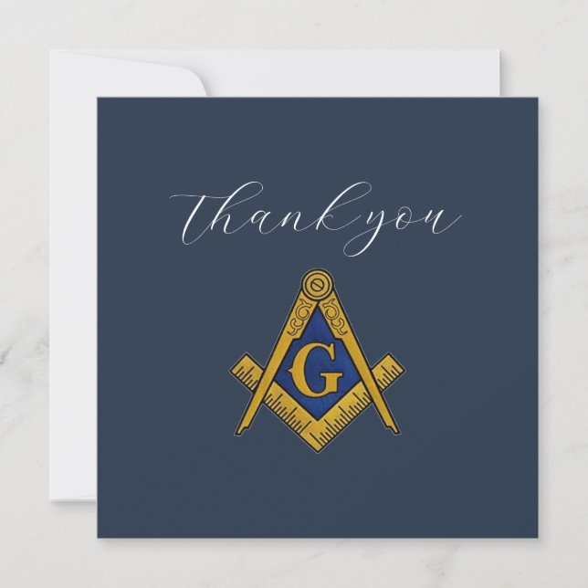 Tarjeta De Agradecimiento Freemason Masonic Square y Compass Gracias (Anverso)