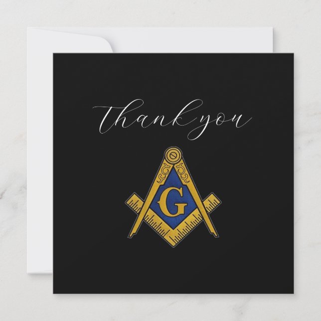Tarjeta De Agradecimiento Freemason Masonic Square y Compass Gracias (Anverso)
