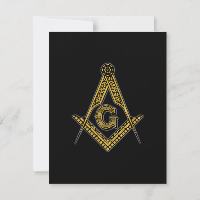 Tarjeta De Agradecimiento Freemason (negro y oro) (Anverso)