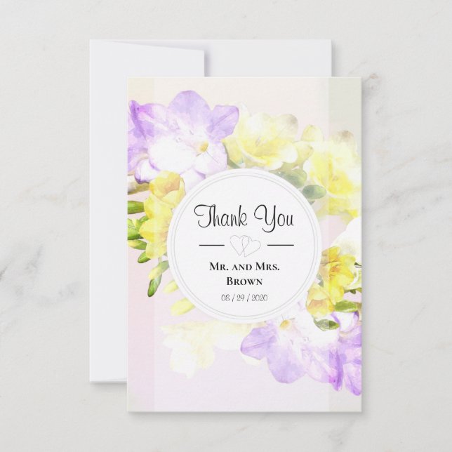 Tarjeta De Agradecimiento Freesia Flowers Boda Gracias (Anverso)