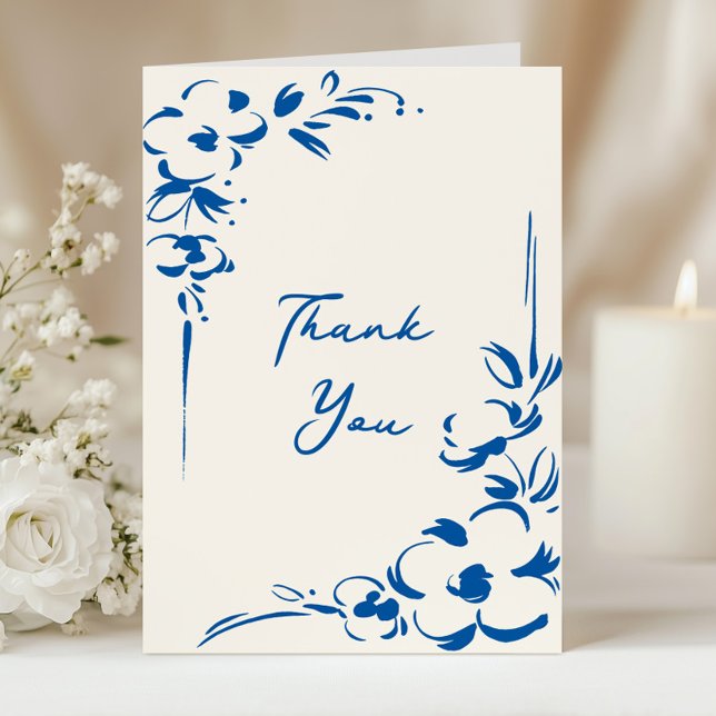 Tarjeta De Agradecimiento French Blue Countryside Garden Floral Wedding (Subido por el creador)