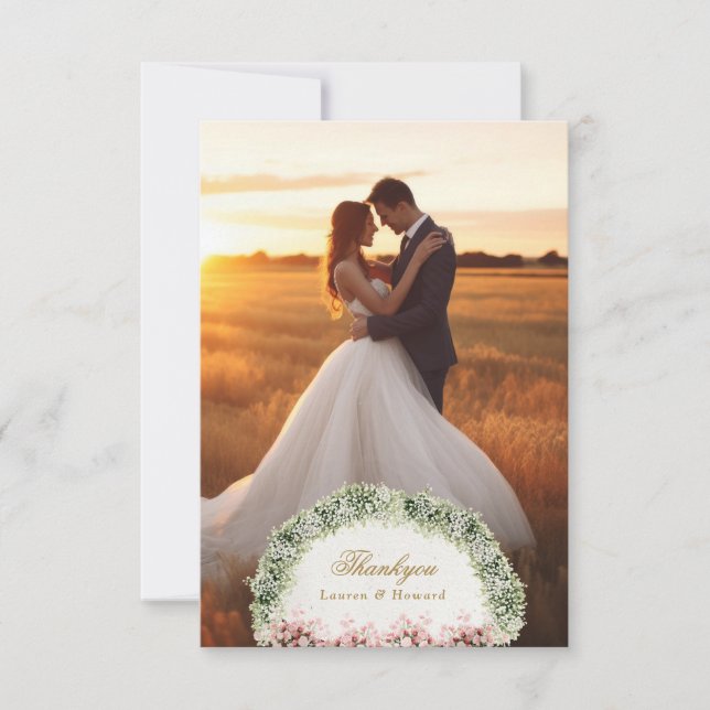 Tarjeta De Agradecimiento french floral garden chateau wedding (Anverso)