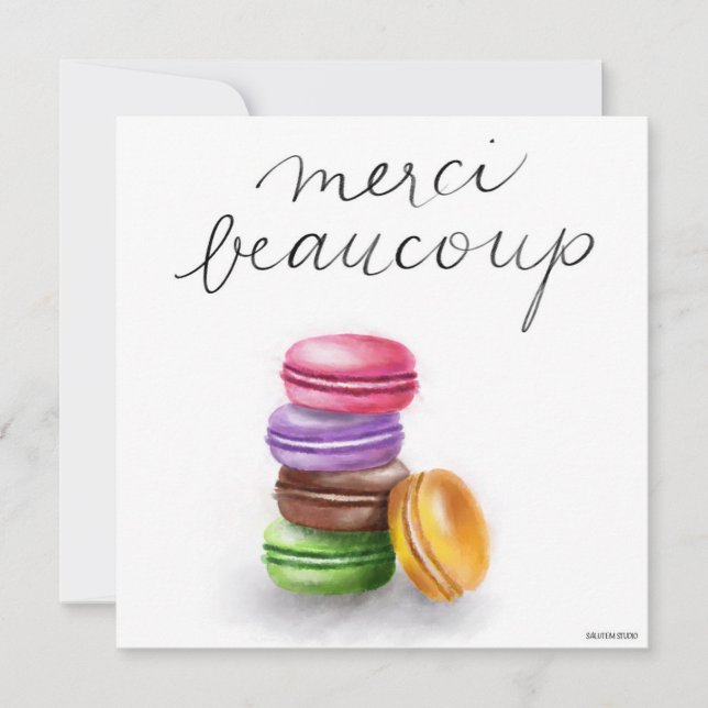 Tarjeta de agradecimiento French Macaron Merci Bea (Anverso)