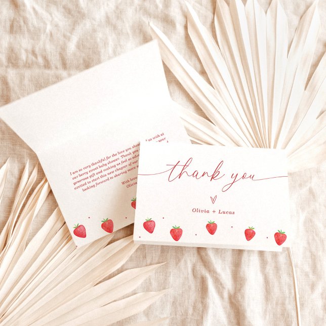 Tarjeta de agradecimiento | Fresa Baby Shower Grac (Subido por el creador)
