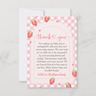 Tarjeta De Agradecimiento Fresa Berry Dulce Niña Cumpleaños Baby Shower