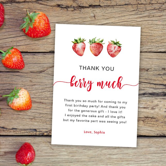 Tarjeta De Agradecimiento Fresa Berry Mucho (Subido por el creador)