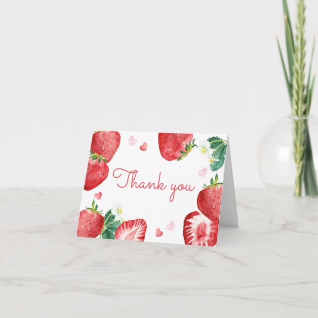 Tarjeta De Agradecimiento Fresa Berry Sweet Baby Shower (Anverso)