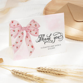 Tarjeta De Agradecimiento Fresa Berry Sweet Cute Pink Bow Gracias