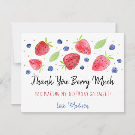 Tarjeta De Agradecimiento Fresa Blueberry Berry Sweet Birthday