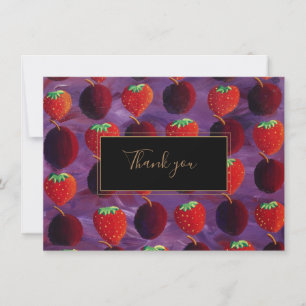 Tarjeta De Agradecimiento Fresa Ciruela Rojo Fruta Gracias