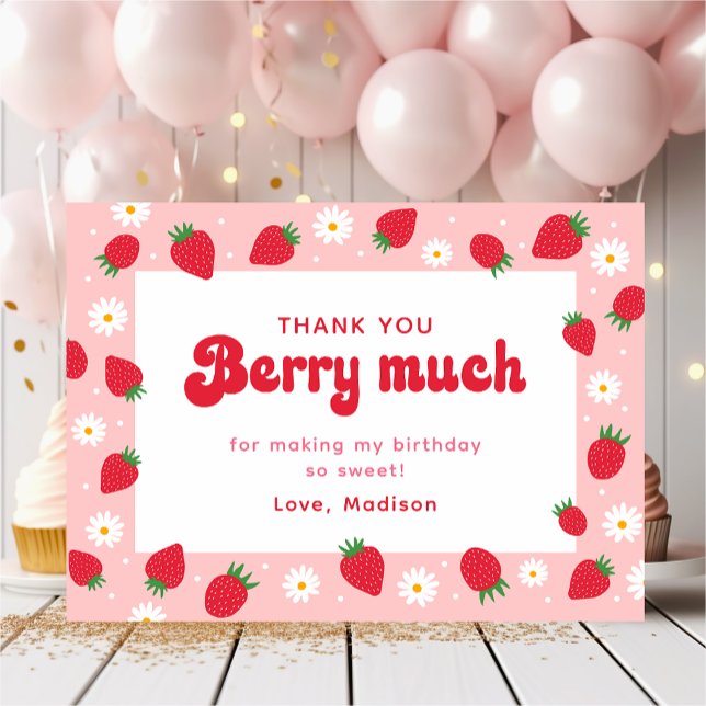 Tarjeta De Agradecimiento Fresa Daisy Cumpleaños Gracias (Subido por el creador)