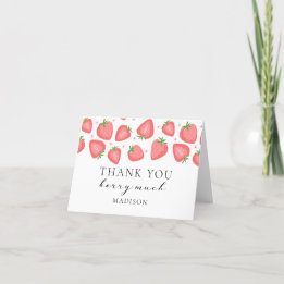 Tarjeta De Agradecimiento Fresa doblada Gracias Berry Card Mucho