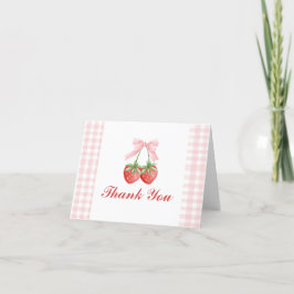 Tarjeta De Agradecimiento Fresa Dulce cumpleaños de fresa Lazo Rosa Cuadros