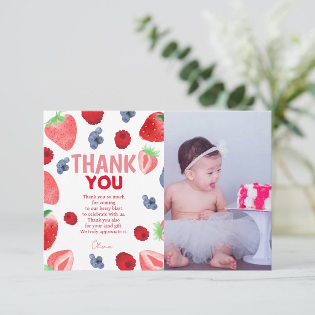 Tarjeta De Agradecimiento Fresa dulce de Berry (Anverso de pie)
