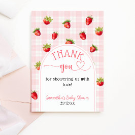 Tarjeta De Agradecimiento Fresa Dulce pañal Rústico Bebé Chica Ducha