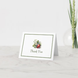 Tarjeta De Agradecimiento Fresa dulce y flor, gracias