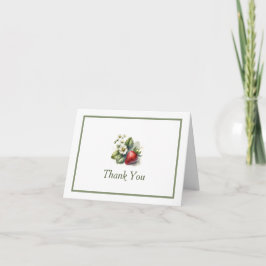 Tarjeta De Agradecimiento Fresa dulce y flor, gracias