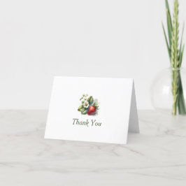 Tarjeta De Agradecimiento Fresa dulce y flor, gracias