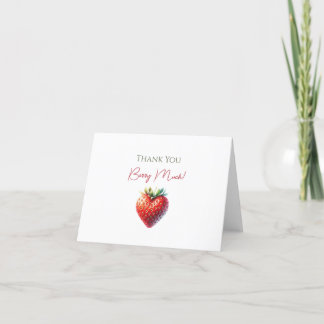 Tarjeta De Agradecimiento Fresa en forma de corazón gracias