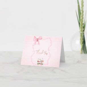 Tarjeta De Agradecimiento Fresa,Ganso,Marco de lazo Puntos Baby Shower