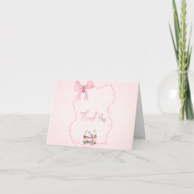 Tarjeta De Agradecimiento Fresa, ganso, puntos de marco de doblado Baby Show (Anverso)