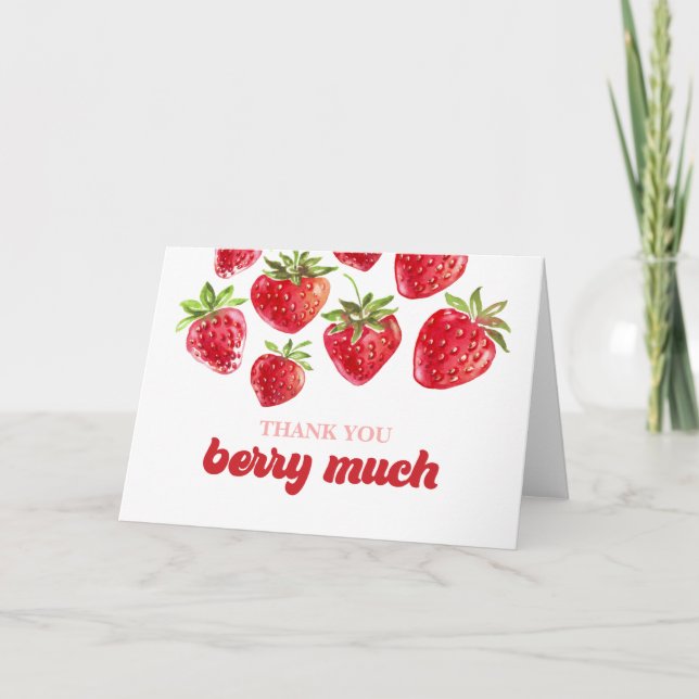 Tarjeta De Agradecimiento Fresa Gracias Berry Mucho (Anverso)