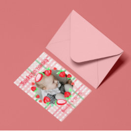 Tarjeta De Agradecimiento Fresa primer cumpleaños fiesta berry primero