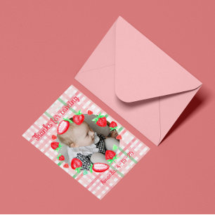 Tarjeta De Agradecimiento Fresa primer cumpleaños fiesta berry primero