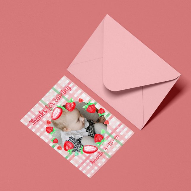 Tarjeta De Agradecimiento Fresa primer cumpleaños fiesta berry primero (Subido por el creador)