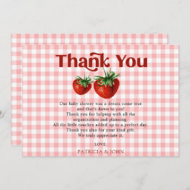 Tarjeta De Agradecimiento Fresa Rosa Berry Red Berry Sweet Baby Shower