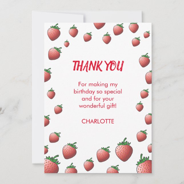 Tarjeta De Agradecimiento Fresa y Fresas (Anverso)