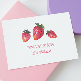 Tarjeta De Agradecimiento Fresas de color acuático con pintura manual