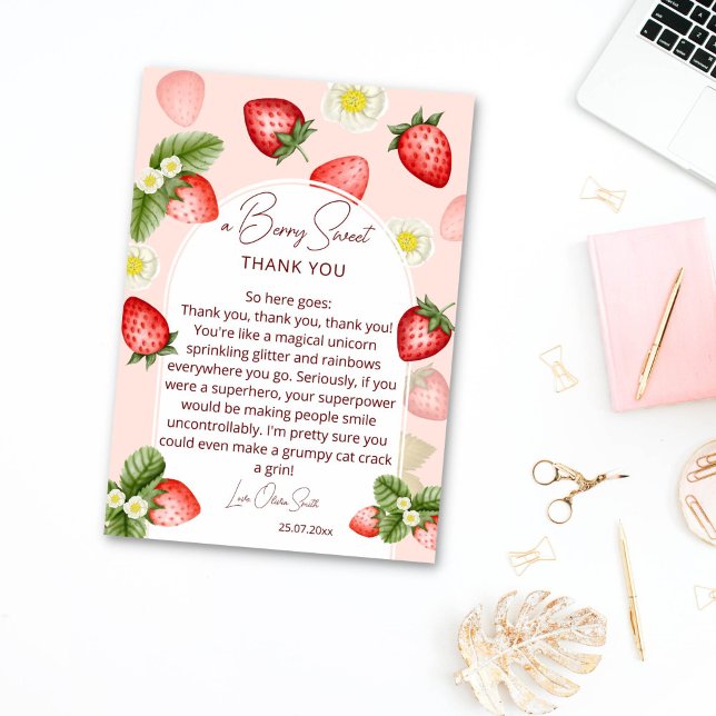 Tarjeta De Agradecimiento Fresas gracias (Strawberry thank you cards strawberries modern arch cute berry sweet thank you)