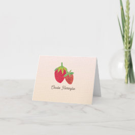 Tarjeta De Agradecimiento Fresas Rojas Rojas Moderadas De Corte Ilustradas A