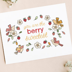 Tarjeta De Agradecimiento Fresas y aves gracias a Berry mucho