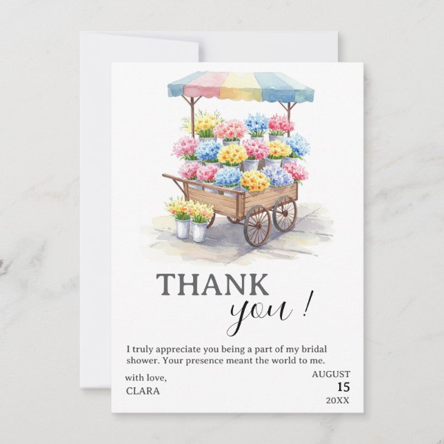 Tarjeta De Agradecimiento Fresca salida del mercado: Despedida de soltera (Anverso)