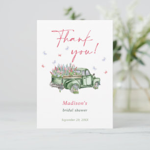 Tarjeta De Agradecimiento Fresco Del Mercado, Camión Floral, Ducha De Novias