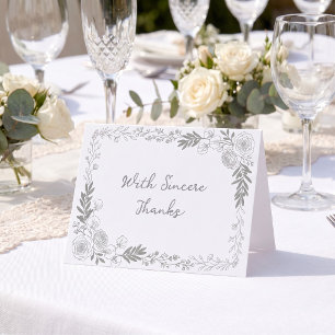 Tarjeta De Agradecimiento Fresh Off The Market Arte de Línea Rosa Nupcial
