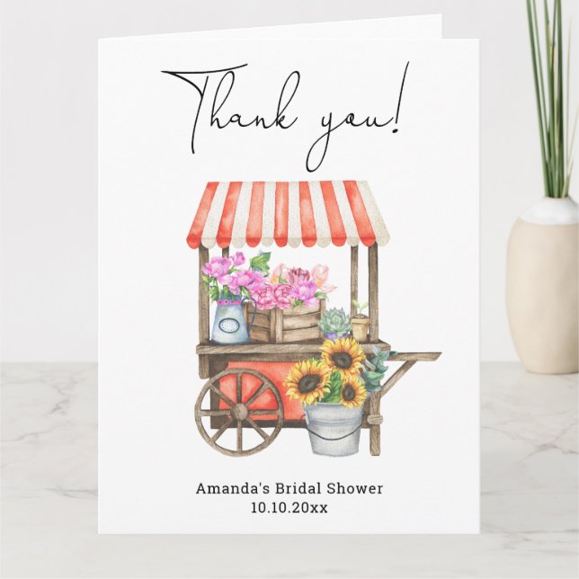 Tarjeta De Agradecimiento Fresh Off the Market Bridal Shower Gracias (Anverso)