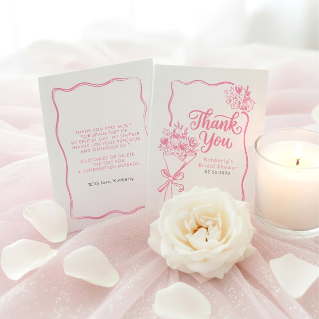 Tarjeta De Agradecimiento Fresh Off The Market Bridal Shower Thank You Card (Pink Whimsical Bridal Shower Thank You Card Fresh Off The Market)