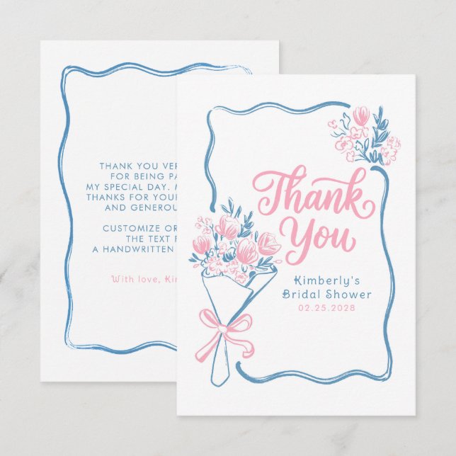 Tarjeta De Agradecimiento Fresh Off The Market Bridal Shower Thank You Card (Anverso / Reverso)