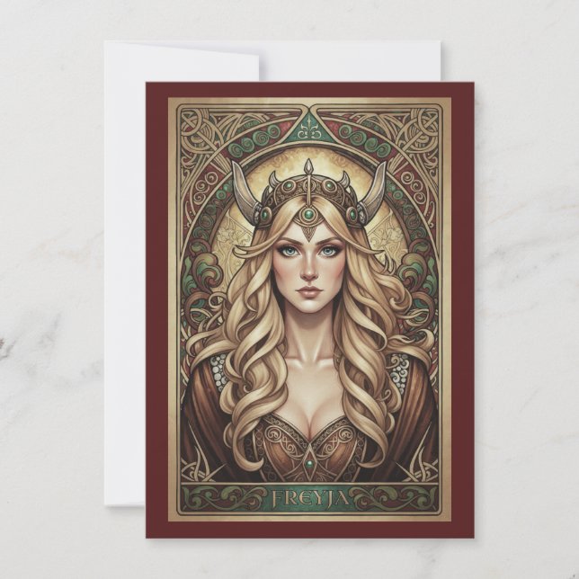 Tarjeta De Agradecimiento Freyja Norse Goddess Art Flat Thank You Card (Anverso)