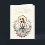 Tarjeta De Agradecimiento FRIEND Feliz Cumpleaños Floral Religioso<br><div class="desc">Con una tarjeta de cumpleaños religiosa para un AMIGO QUERIDO con hermosas flores en un jarrón y una imagen católica tradicional de la Santísima Virgen María, Nuestra Señora de Lourdes. Un versículo de las Escrituras está en el interior con las flores y el rosario. Todo el texto y las fuentes...</div>
