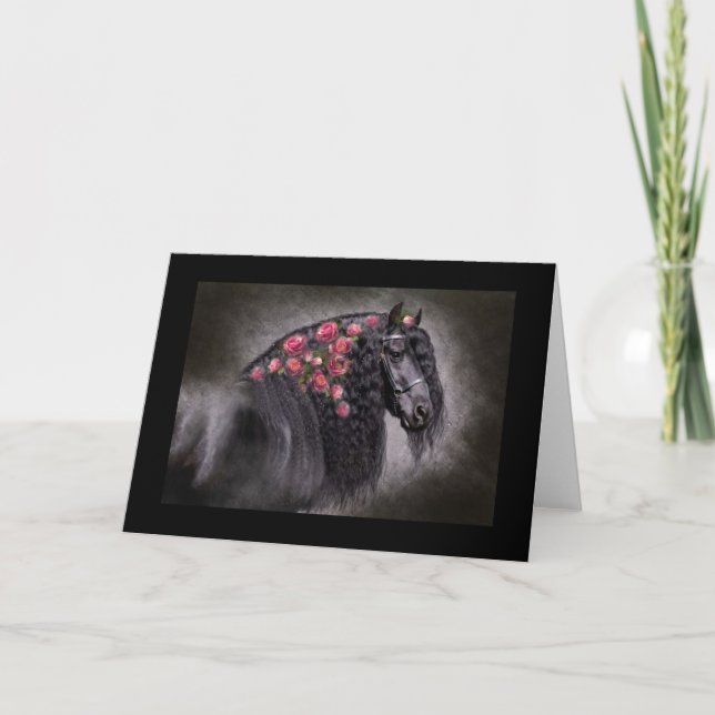 Tarjeta De Agradecimiento Friesian Portrait - Greeting Card (Anverso)