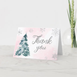 Tarjeta De Agradecimiento Frío fuera de Baby Shower de invierno rosa