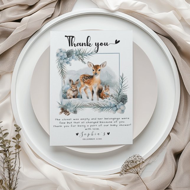 Tarjeta De Agradecimiento Frío fuera de invierno Animales de Woodland Gracia (Subido por el creador)