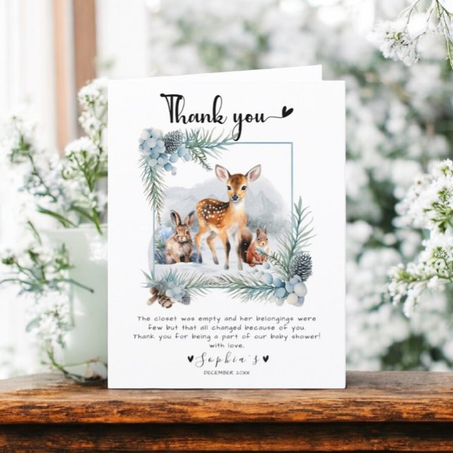 Tarjeta De Agradecimiento Frío fuera de invierno Animales de Woodland Gracia (Subido por el creador)