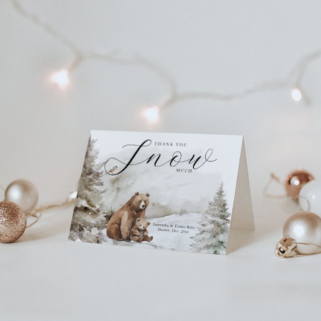 Tarjeta De Agradecimiento Frío fuera del bosque de invierno Baby Shower neut (Subido por el creador)